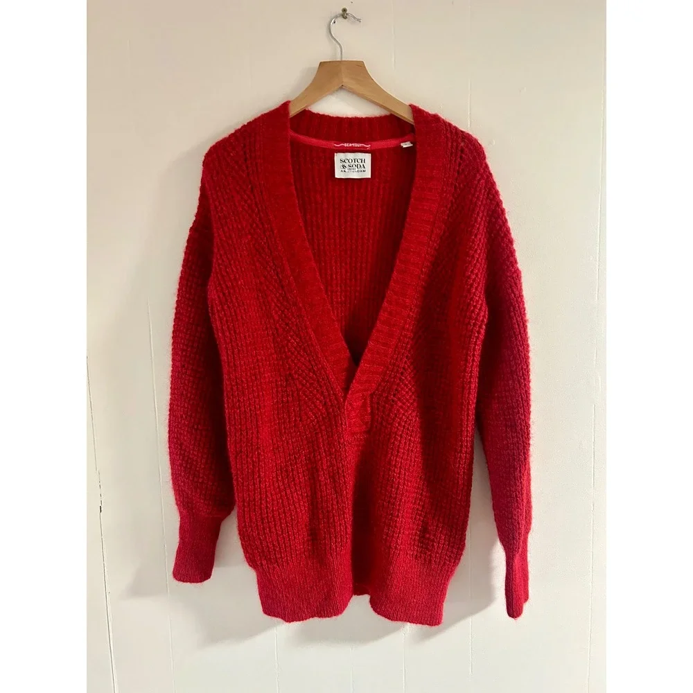 Scotch & Soda Deep V Neck Sweater in Red sz S